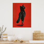 Poster Black Cat Walking the Catwalk – Fashion Illustrati (Cuisine)