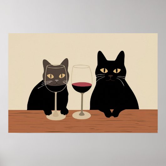 Poster Black Cat Wine Lover  (Devant)