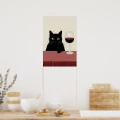 Poster Black Cat Wine Lover Funny (Cuisine)