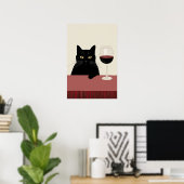 Poster Black Cat Wine Lover Funny (Bureau à domicile)