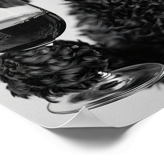 Poster Black Cockapoo Drinking Wine Wall Art, Black and (Coin)