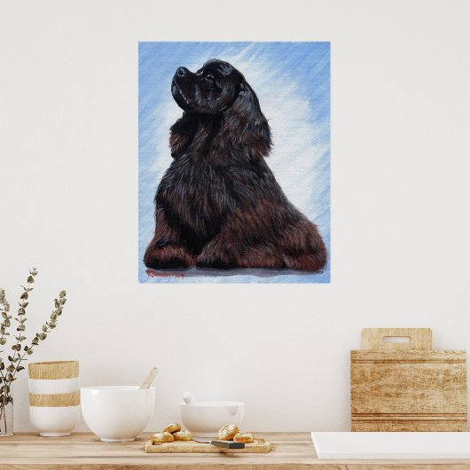 Poster Black Cocker Portrait de chien espagnol (Cuisine)