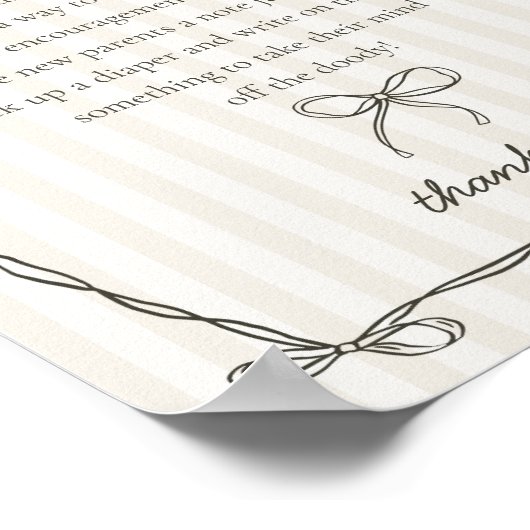 Poster Black Coquette Bow Beige Diaper Pensées Douche (Coin)