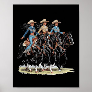 Poster Black Cowgirl Western Melanin Rodeo Historique afr