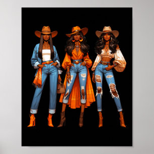 Poster Black Cowgirl Western Rodeo Melanin Histoire noire