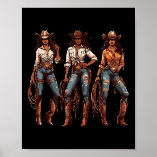 Poster Black Cowgirl Western Rodeo Melanin Histoire noire