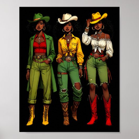 Poster Black Cowgirl Western Rodeo Melanin JunetDix Bla (Devant)