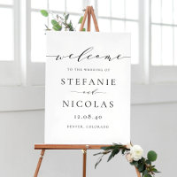 Black Dainty Script Simple Wedding Welcome Sign