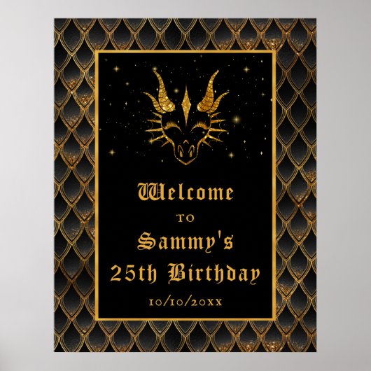 Poster Black Dragon Scales Gold Anniversaire Bienvenue (Devant)