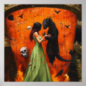 Poster Black Dragon Shadow Work Witchy AI Art Matte Value (Devant)