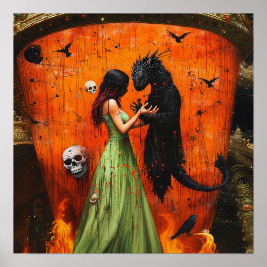 Poster Black Dragon Shadow Work Witchy AI Art Matte Value (Devant)