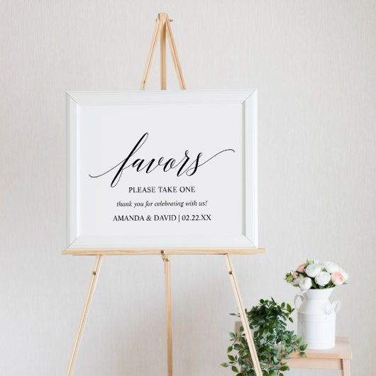 Poster Black Elegant Typography Wedding Favors Sign