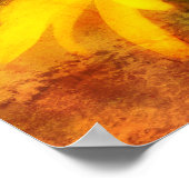 Poster Black Eyed Susan Daisy Abstraite en détresse (Coin)