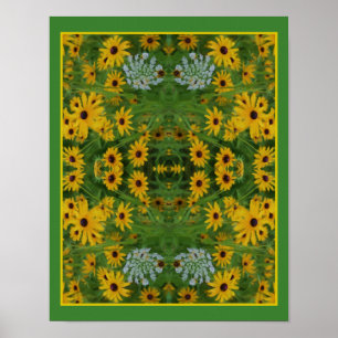 Poster Black Eyed Susan Daisy Flower Peinture Abstraite