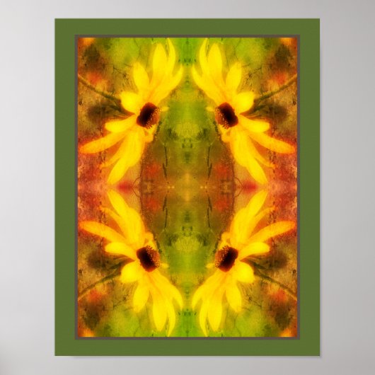 Poster Black Eyed Susan Daisy Trouvé Abstrait (Devant)