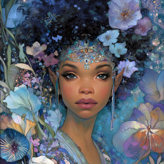 Poster Black Fantasy Art African American Elf Goddess