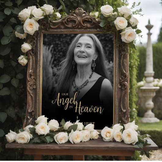 Poster Black Faux Golden Luxurious Chic Photo Funeral