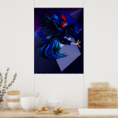 Poster Black Fighting Rooster Print (Cuisine)
