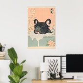 Poster Black French Bulldog Bathroom Print Japandi (Bureau à domicile)