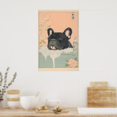 Poster Black French Bulldog Bathroom Print Japandi (Cuisine)