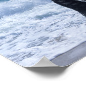 Poster Black Friesian Stallion Rearing In the Sea (Coin)