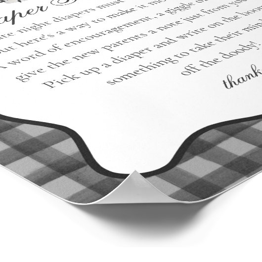 Poster Black Gingham Cute Ghost Diaper Thoughts Sign (Coin)