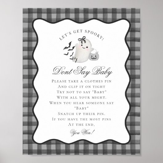 Poster Black Gingham Little Boo Ghost Dont Say Baby Game (Devant)