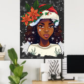 Poster Black Girl Christmas Magic Melanin Ugly Xmas Sweat (Bureau à domicile)