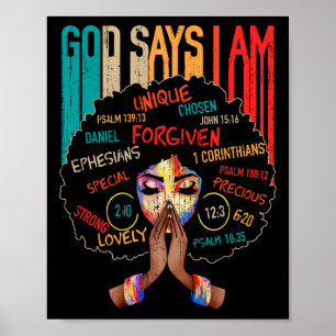 Poster Black Girl God Dit Que Je Suis Noir Melanin Histoi