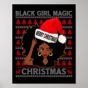 Poster Black Girl Magic Joyeux Noël Africain Américain