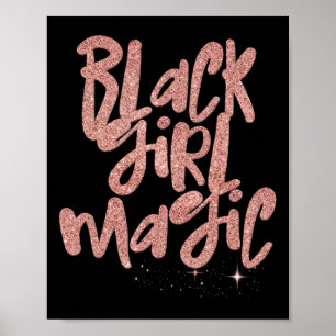 Poster Black Girl Magic rose étoiles Afro Black Queen Mel
