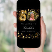 Poster Black gold 50e photo anniversaire fête bienvenue