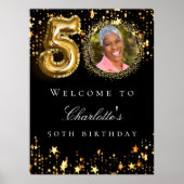 Poster Black gold 50e photo anniversaire fête bienvenue (Devant)