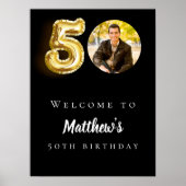 Poster Black gold 50e photo anniversaire fête bienvenue (Devant)
