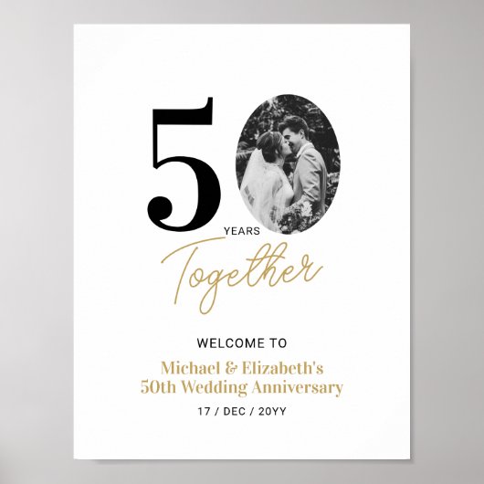 Poster Black Gold 50th Mariage Anniversaire de la photo B (Devant)