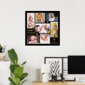 Poster Black & Gold 7 Photo Collage Nom de famille Monogr (Bureau à domicile)