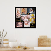 Poster Black & Gold 7 Photo Collage Nom de famille Monogr (Cuisine)