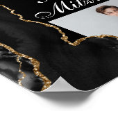 Poster Black Gold Agate Bar Mitzvah Party Photo (Coin)