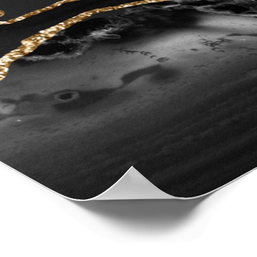Poster Black Gold Agate Geode 18x24 Mariage Bienvenue (Coin)