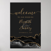 Poster Black Gold Agate Geode 24x36 Mariage Bienvenue (Devant)