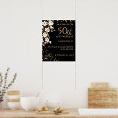 Poster Black Gold Bienvenue Floral 50e anniversaire Maria (Cuisine)
