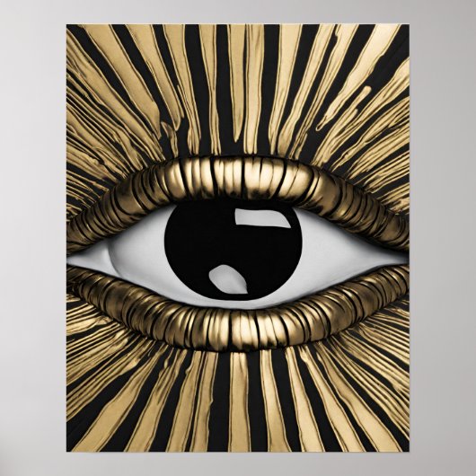 Poster Black Gold Eye Wall Art (Devant)