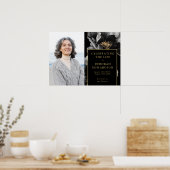 Poster Black Gold Funeral Celebration Of Life Photo Sign (Cuisine)