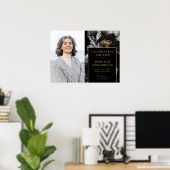 Poster Black Gold Funeral Celebration Of Life Photo Sign (Bureau à domicile)