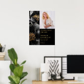 Poster Black Gold Funeral Celebration Of Life Photo Sign (Bureau à domicile)