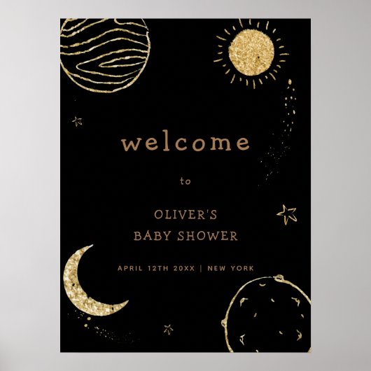 Poster Black Gold Galaxy Espace extra-atmosphérique Baby (Devant)