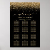Poster Black Gold Glitter 12-Table Wedding Seating (Devant)