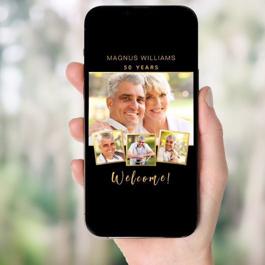 Poster Black gold photo collage anniversaire fête d'anniv