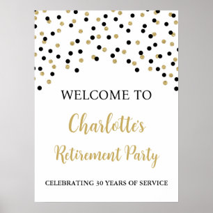 Poster Black Gold Retraite Party Personnalisé 18x24