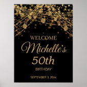 Poster Black Gold String Lights Bienvenue 50e anniversair (Devant)